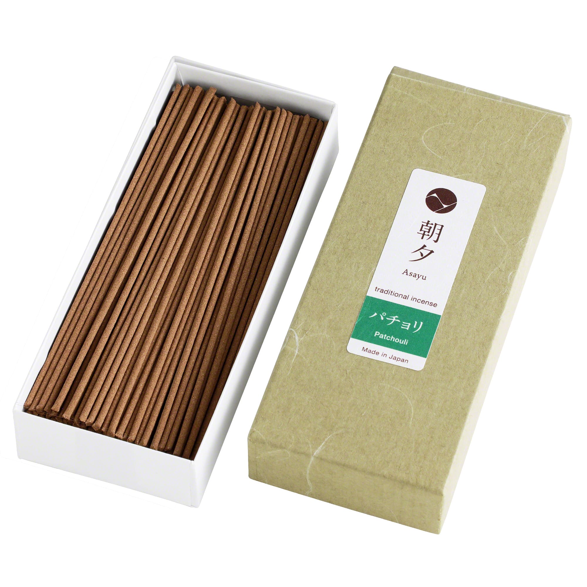 Asayu Japan Patchouli Traditional Incense Sticks 100% Natural in an open box