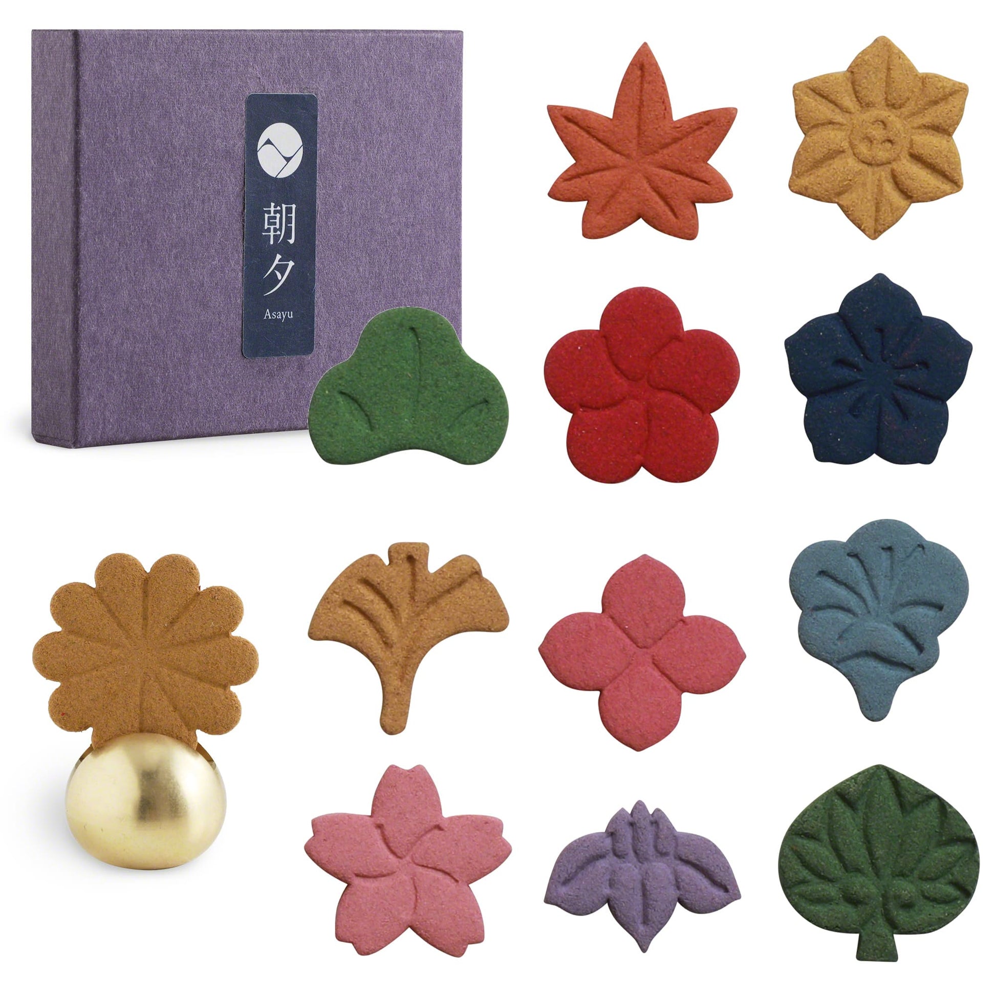 Colorful incense pressed into the shape of different flowers