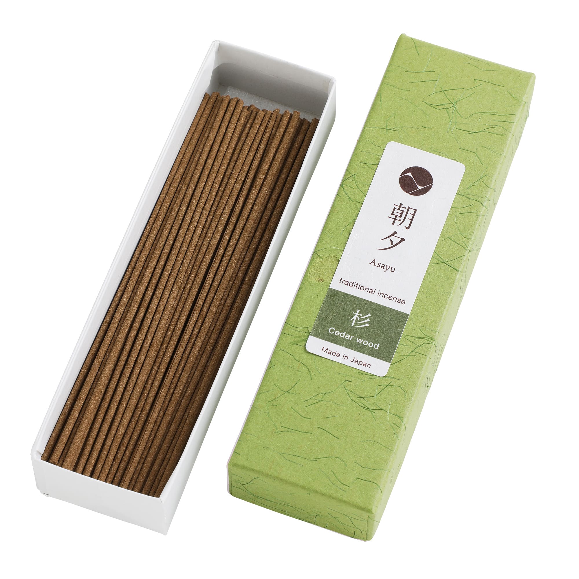 cedar wood incense sticks on white background