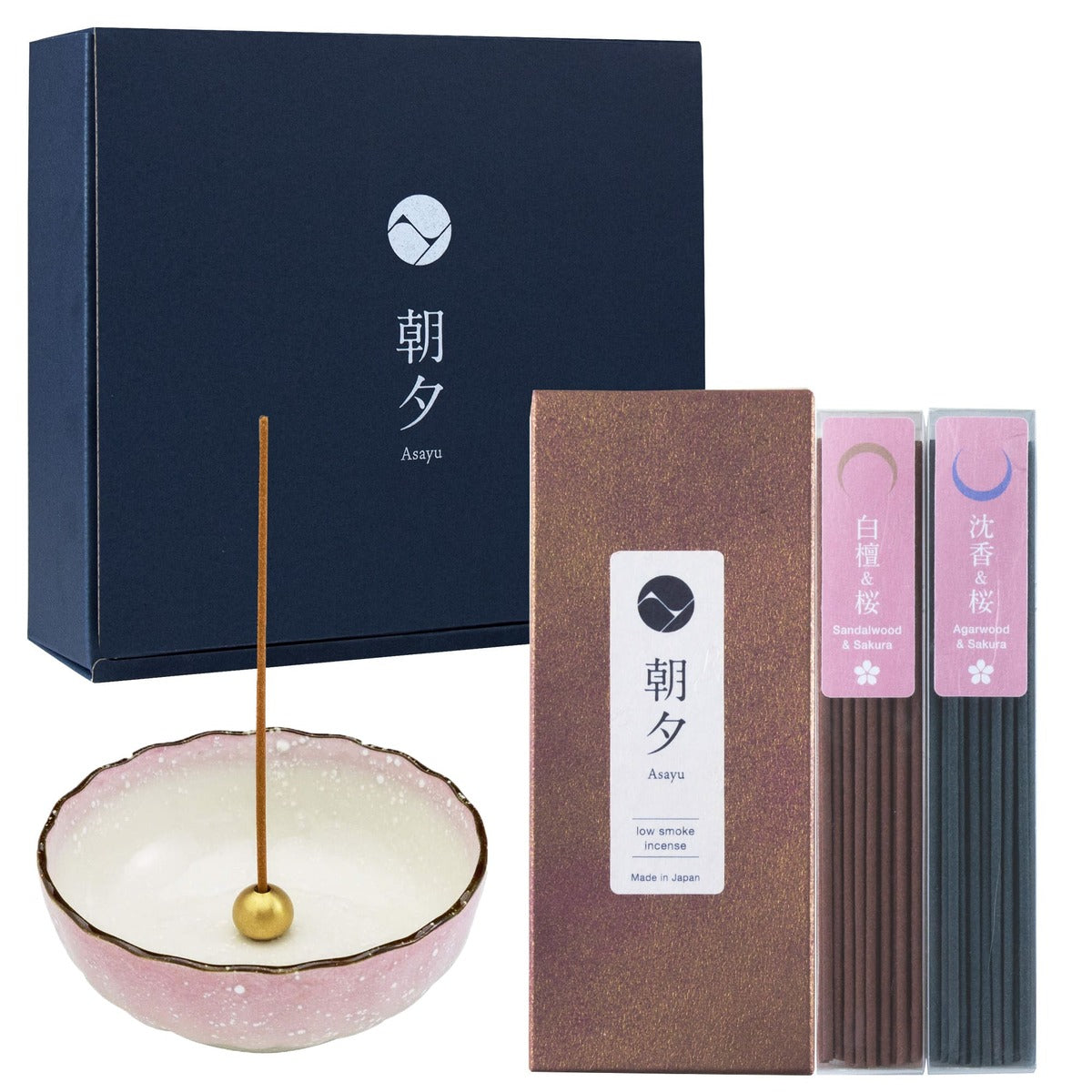 Gift Set Box with premium sakura incense and ceramic holder