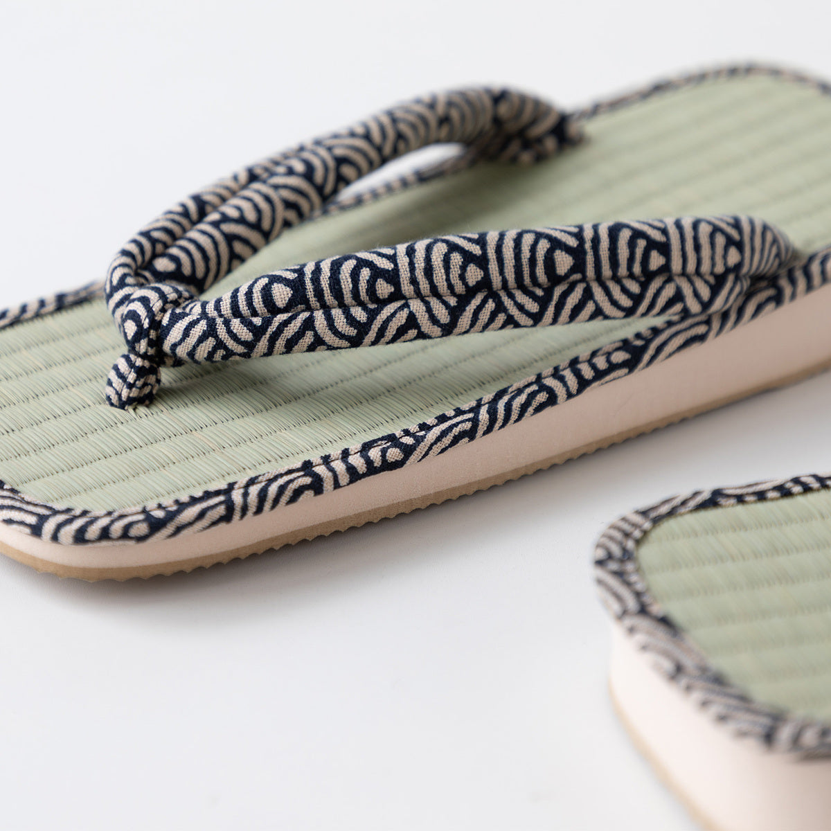 close view of the Seigaiha sandals
