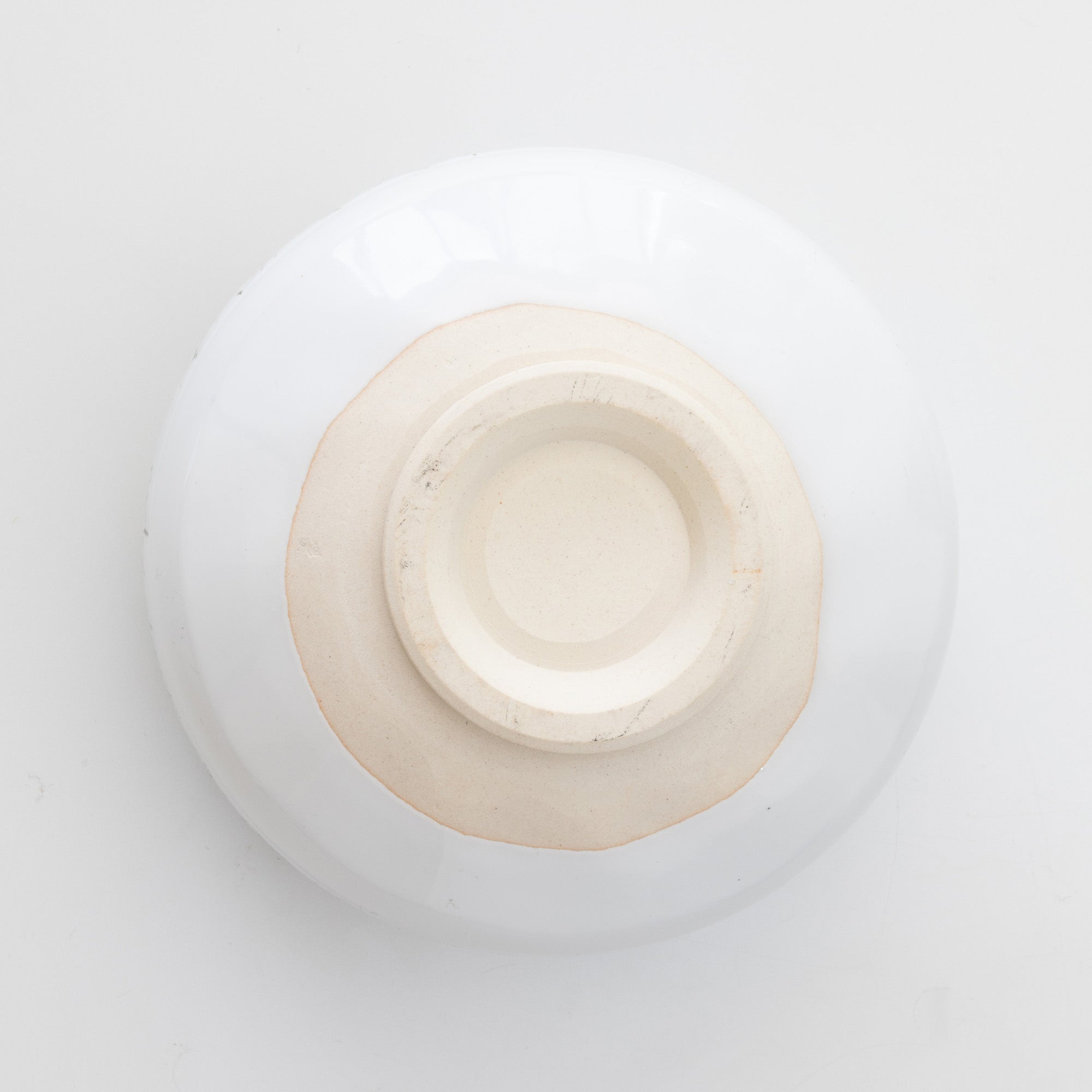 bottow view of the shirotsuchi white and brown Matcha Bowl