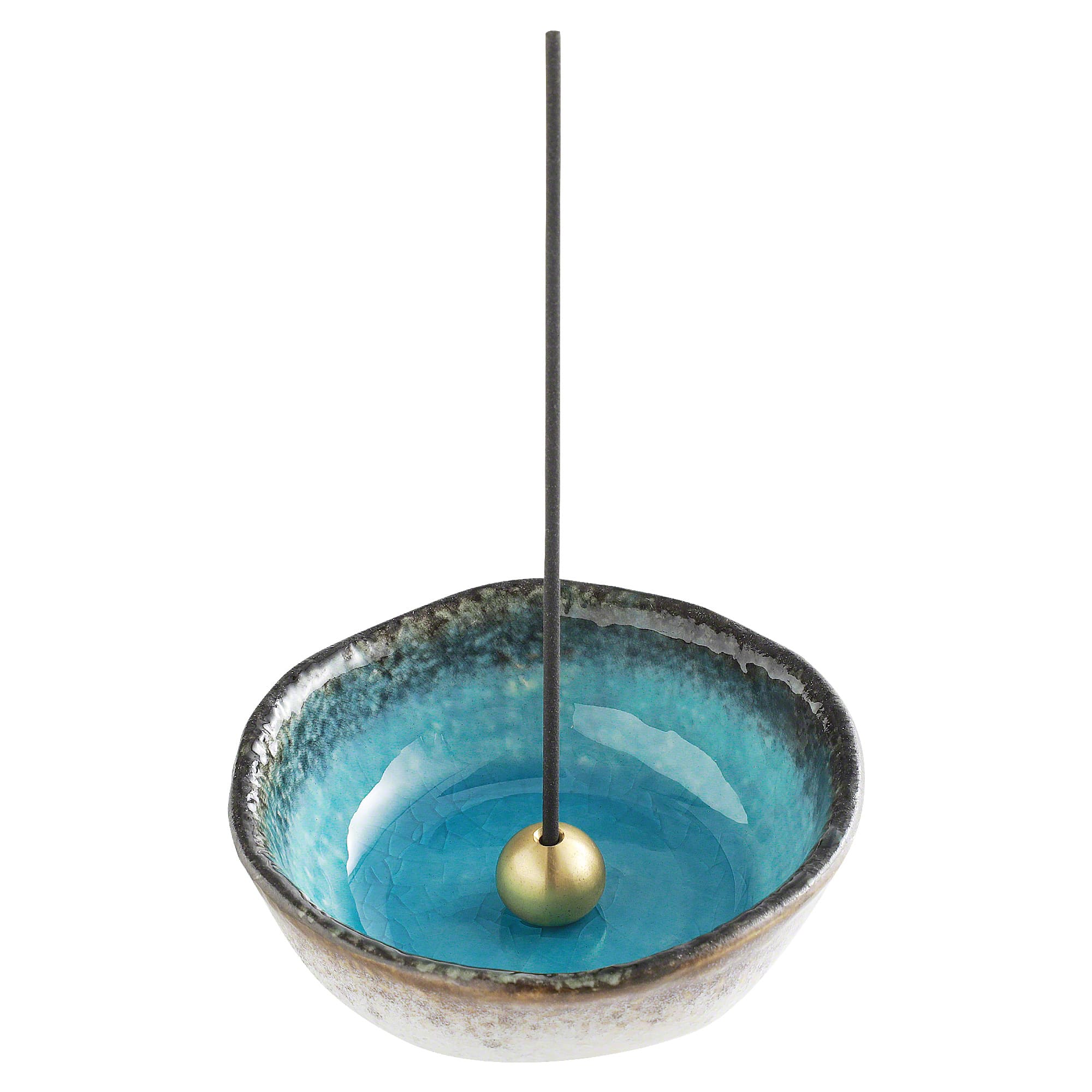 Small Nature Ocean Blue Incense Glazed Ceramic Holder || Asayu Japan