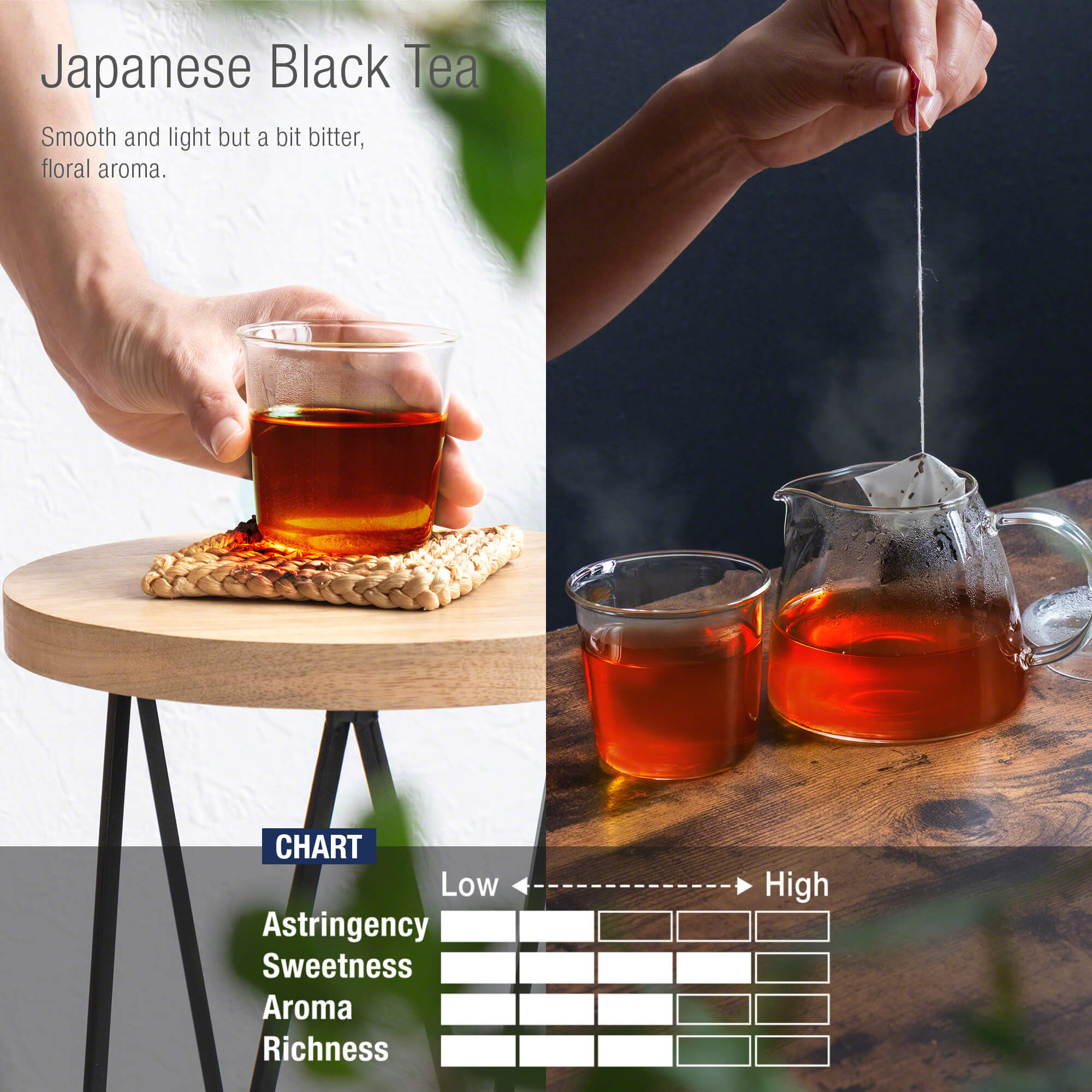 flavor chart of asayu wakocha black tea