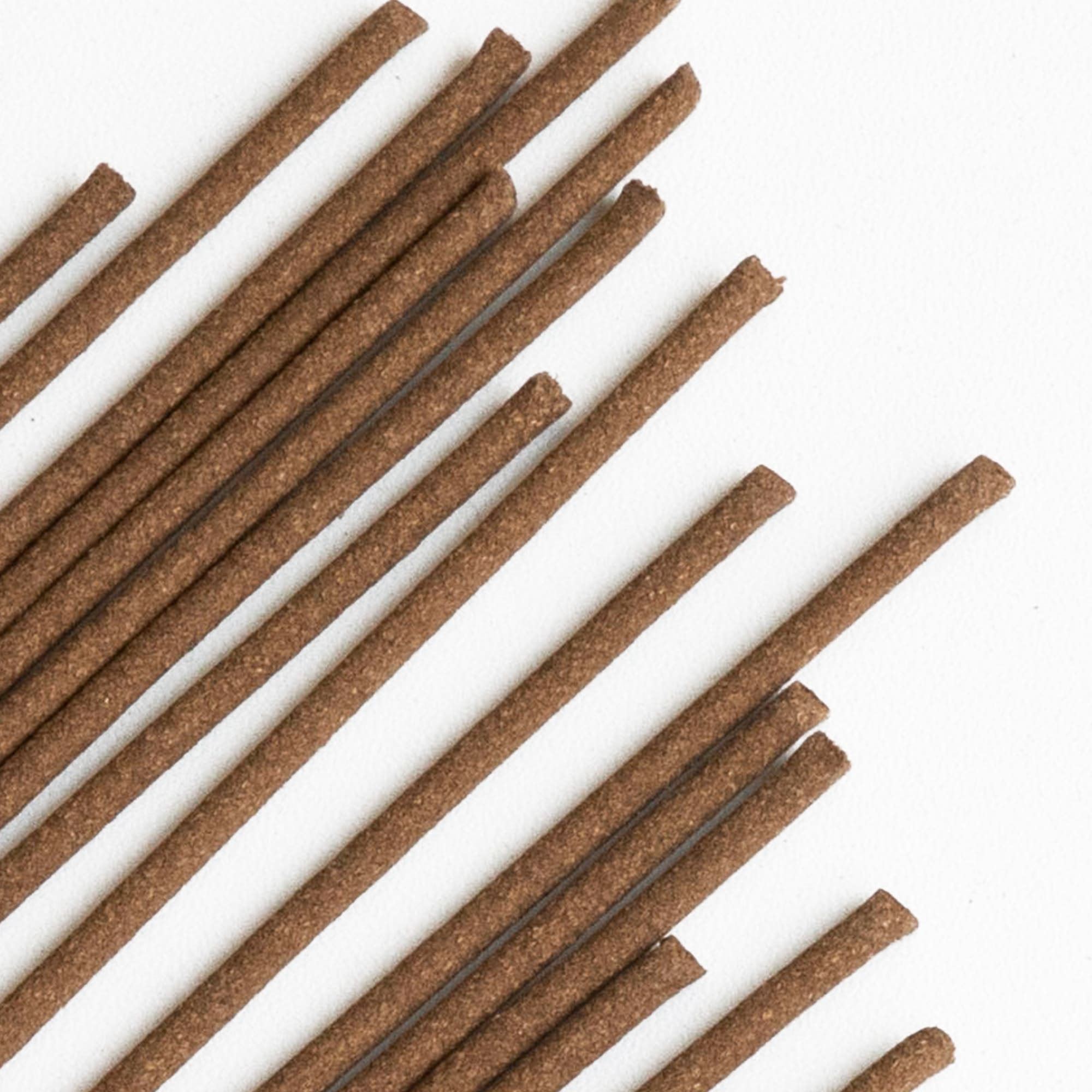 close view of cedar incense sticks