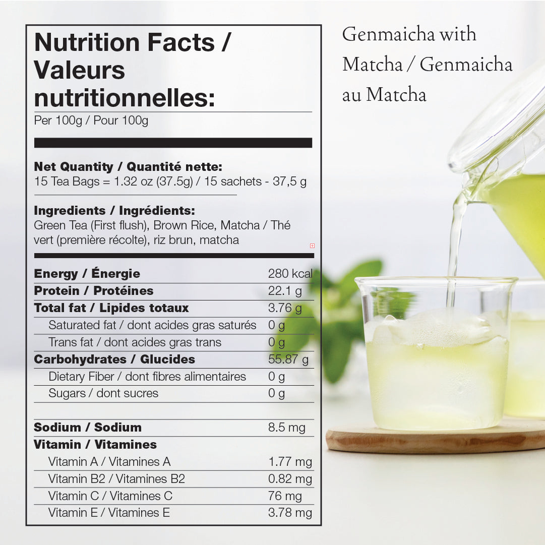 nutrition facts about genmaicha with matcha