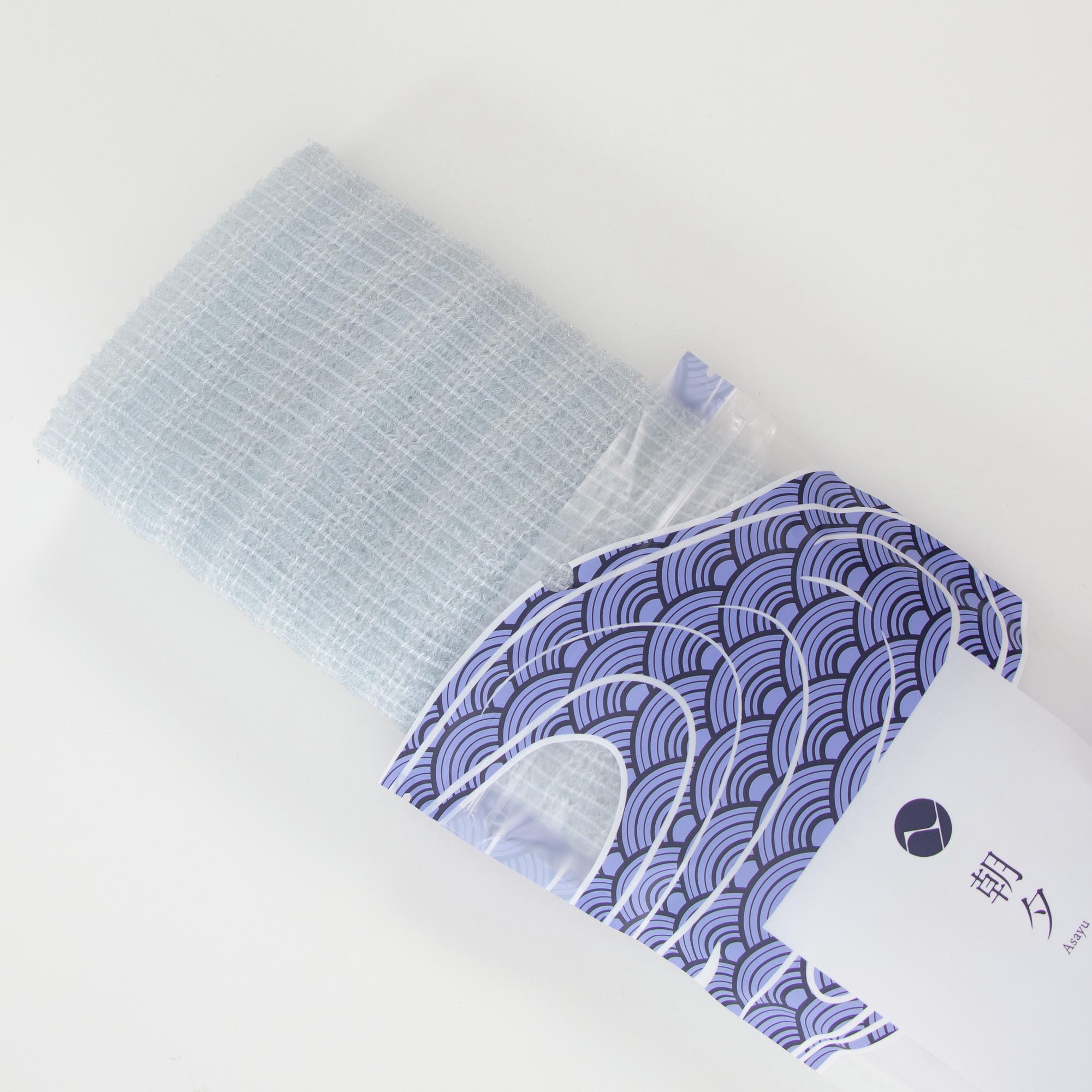 Exfoliating Soft Body Towel  Blue & White with packaging