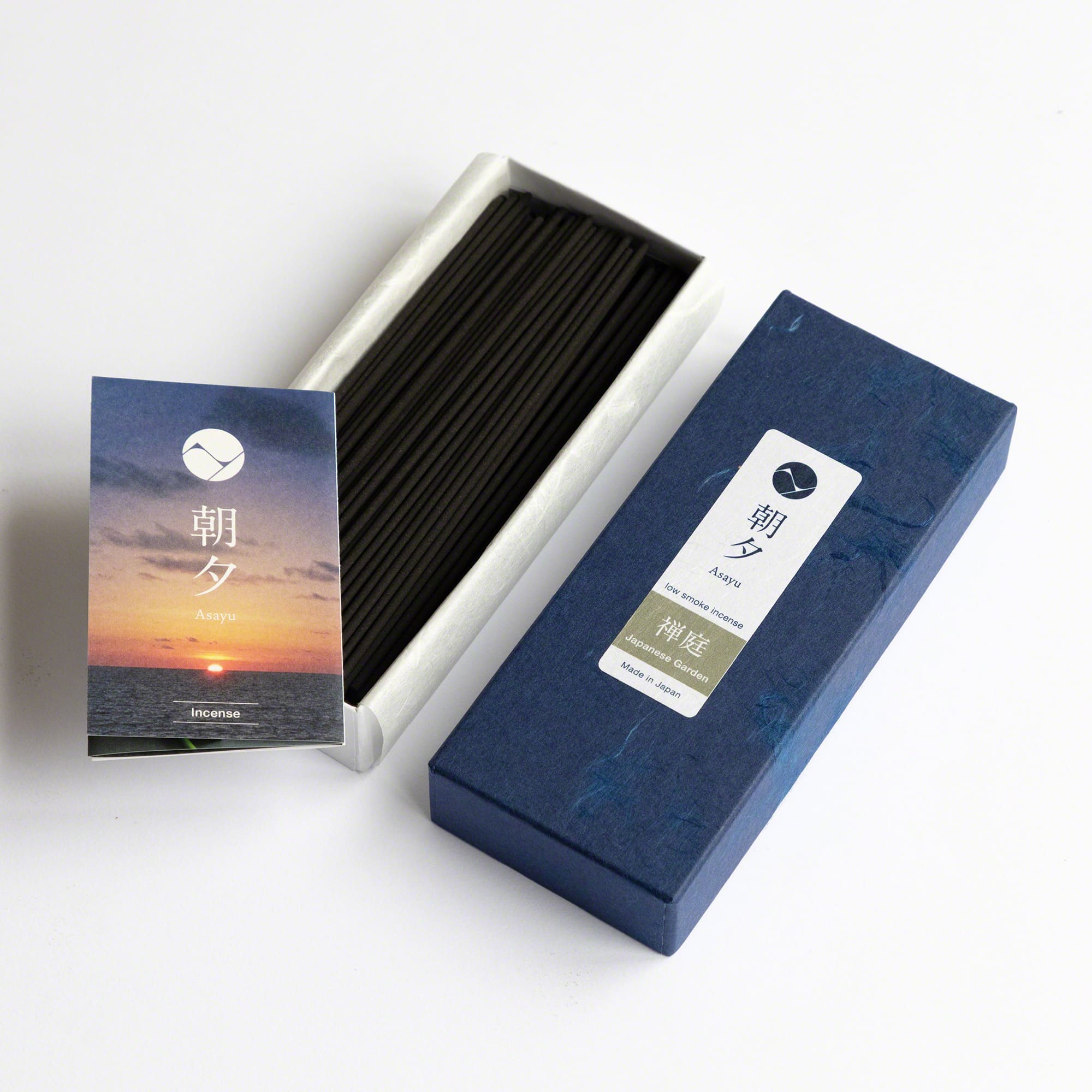 Asayu Japan Japanese Zen Garden Low Smoke Incense Sticks box with mini catalogue