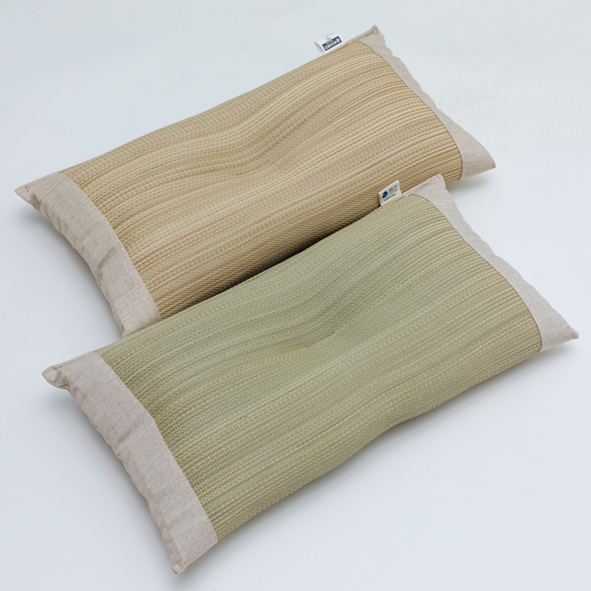 Two Japanese Igusa Flat Pillows Beige