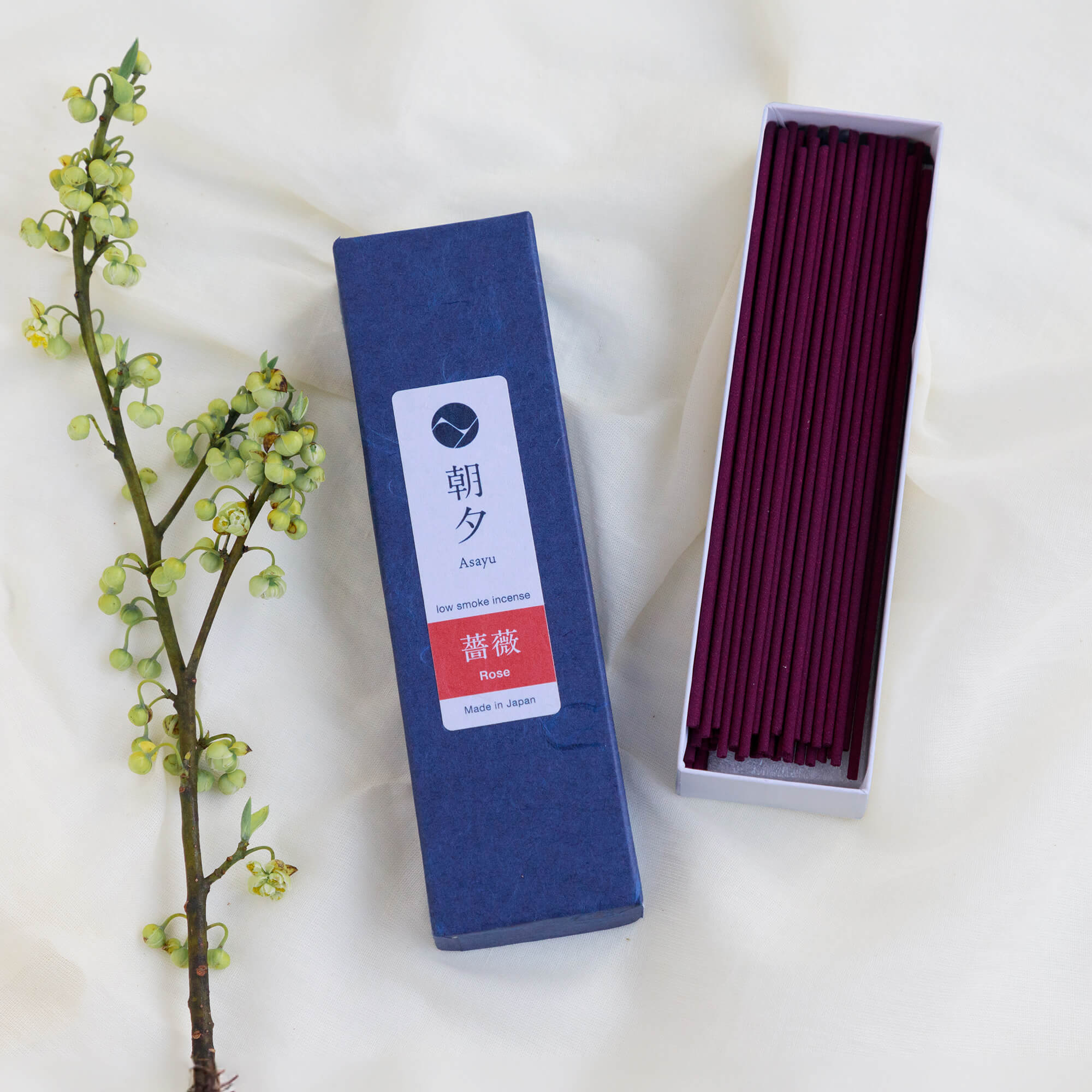 20g Box of rose incense sticks opened in display