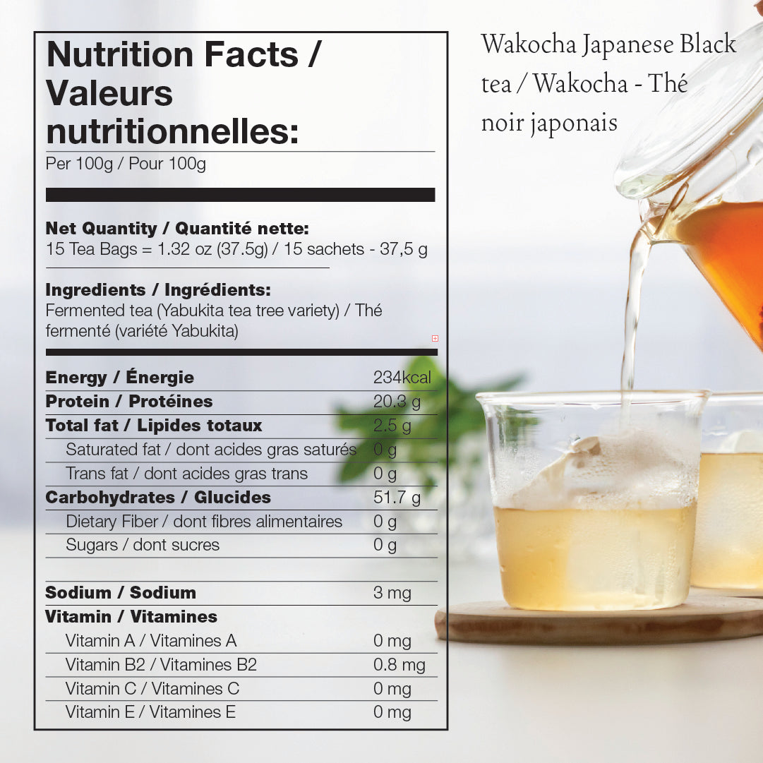 nutritional facts of asayu wakocha black tea