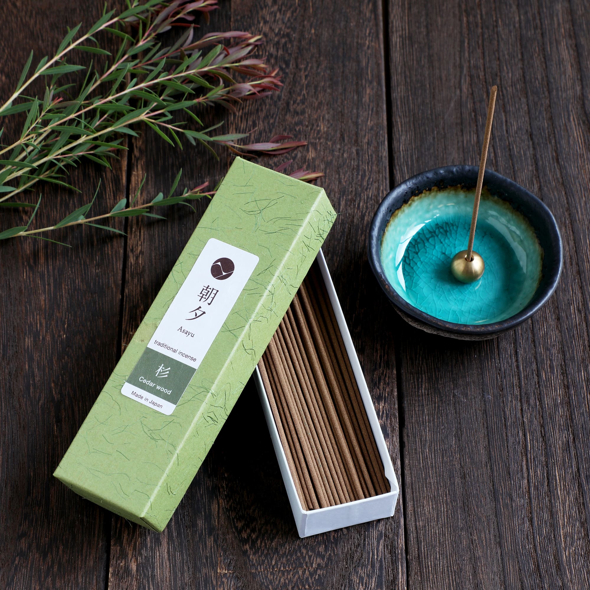 20g cedar incense box with Aquamarine Ceramicholder