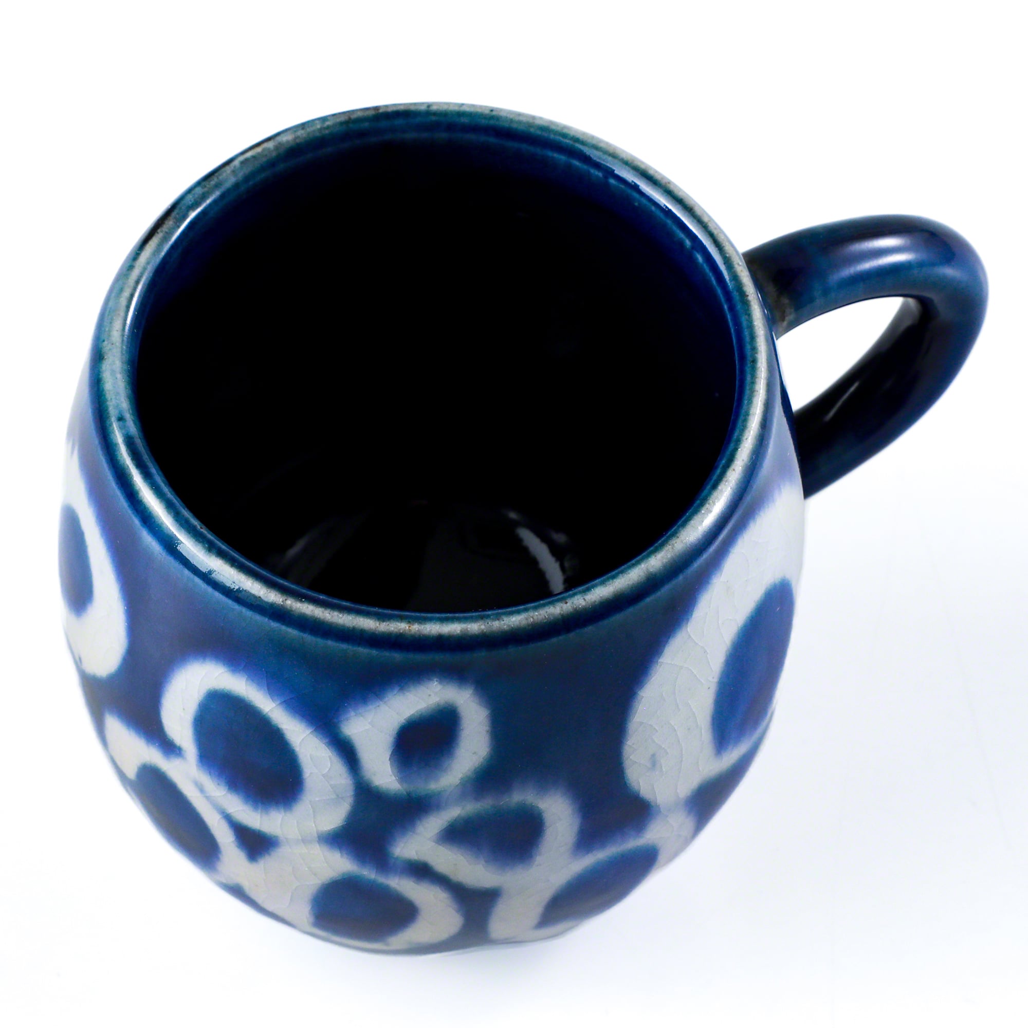 View from the top of the Asayu Japan Ceramic Coffee Mug in ocean blue.