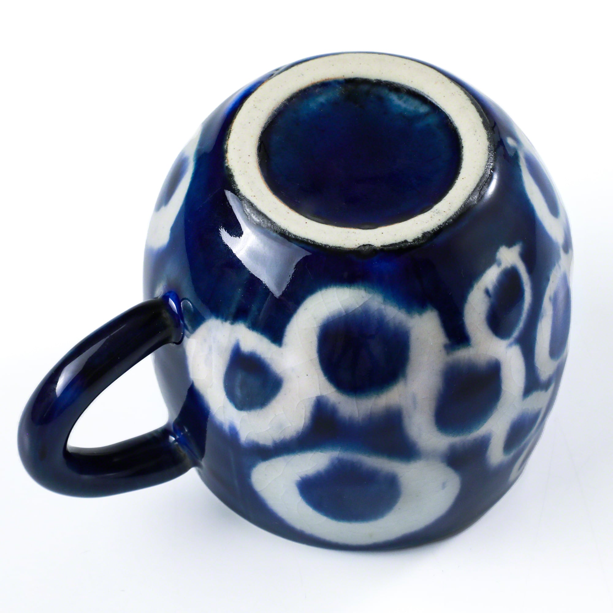 Bottom of the Asayu Japan Ceramic Coffee Mug in ocean blue.