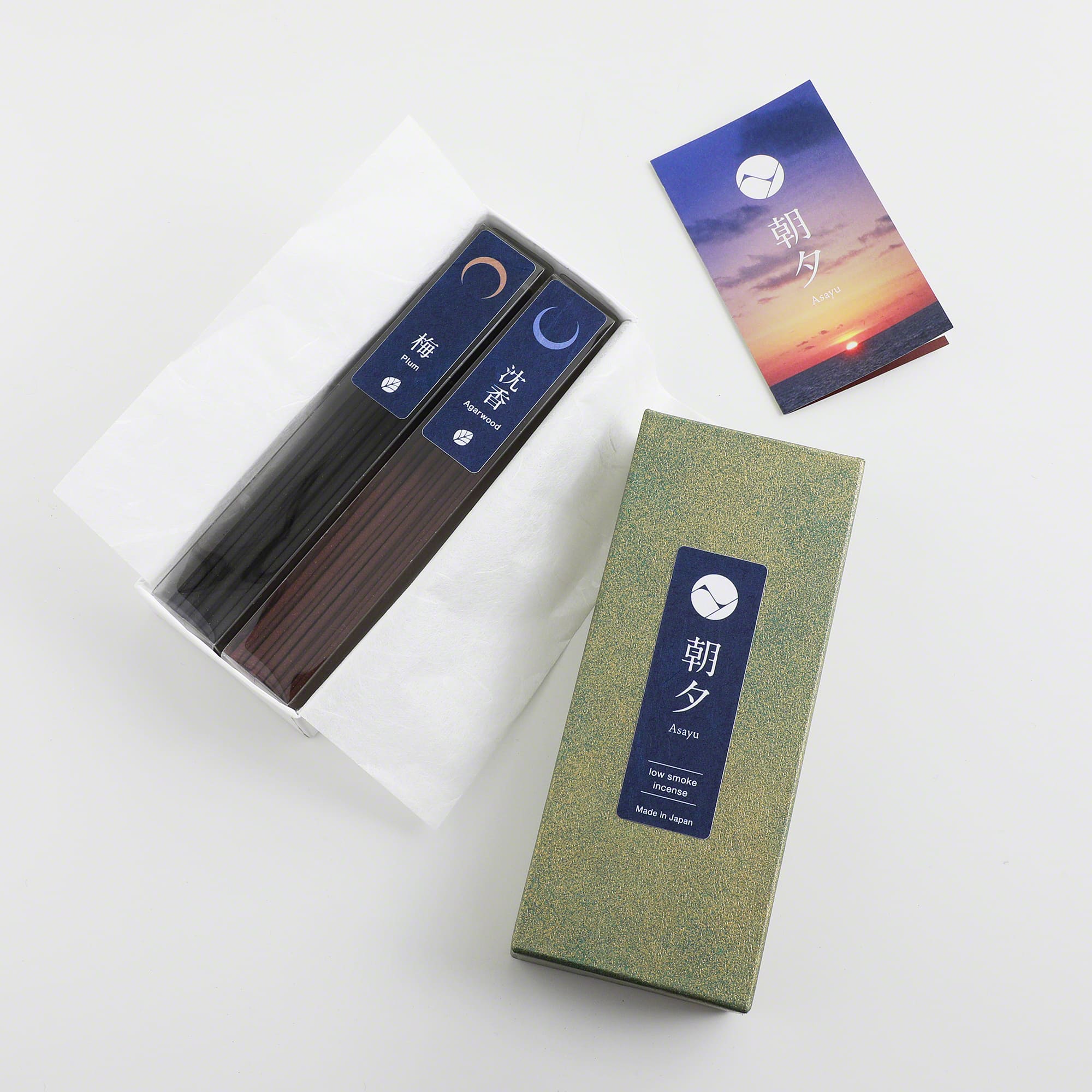 Asayu Japan Low Smoke Incense Sticks 40g Nature Scent Set
