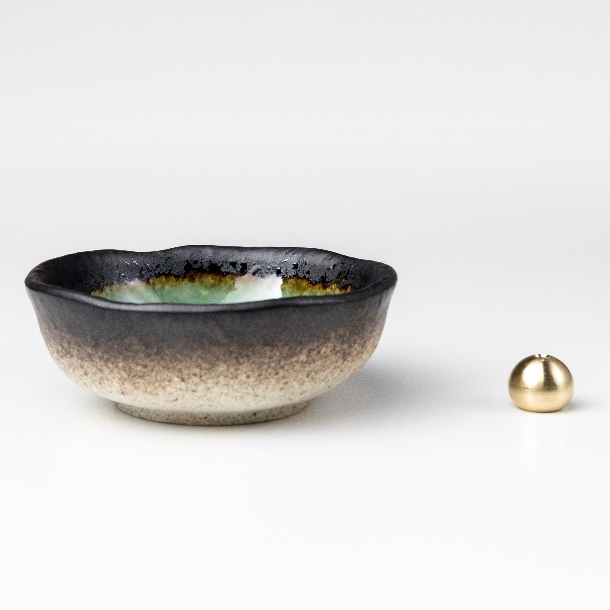 Small Mini Nature Aquamarine Incense Holderwith brass holder