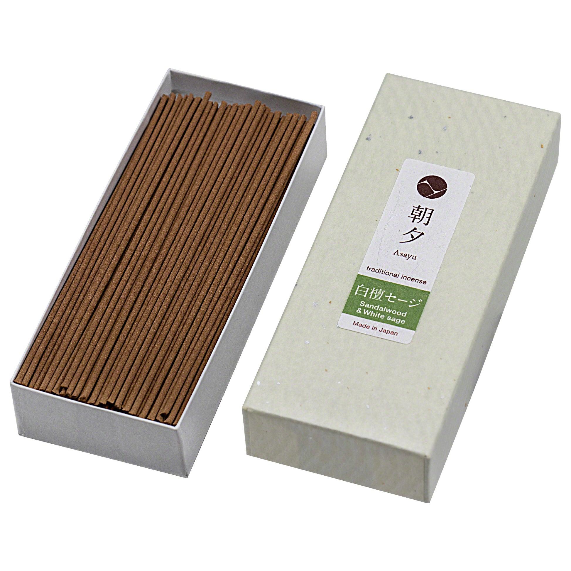 White Sage and Sandalwood Traditional Incense Sticks in an open box