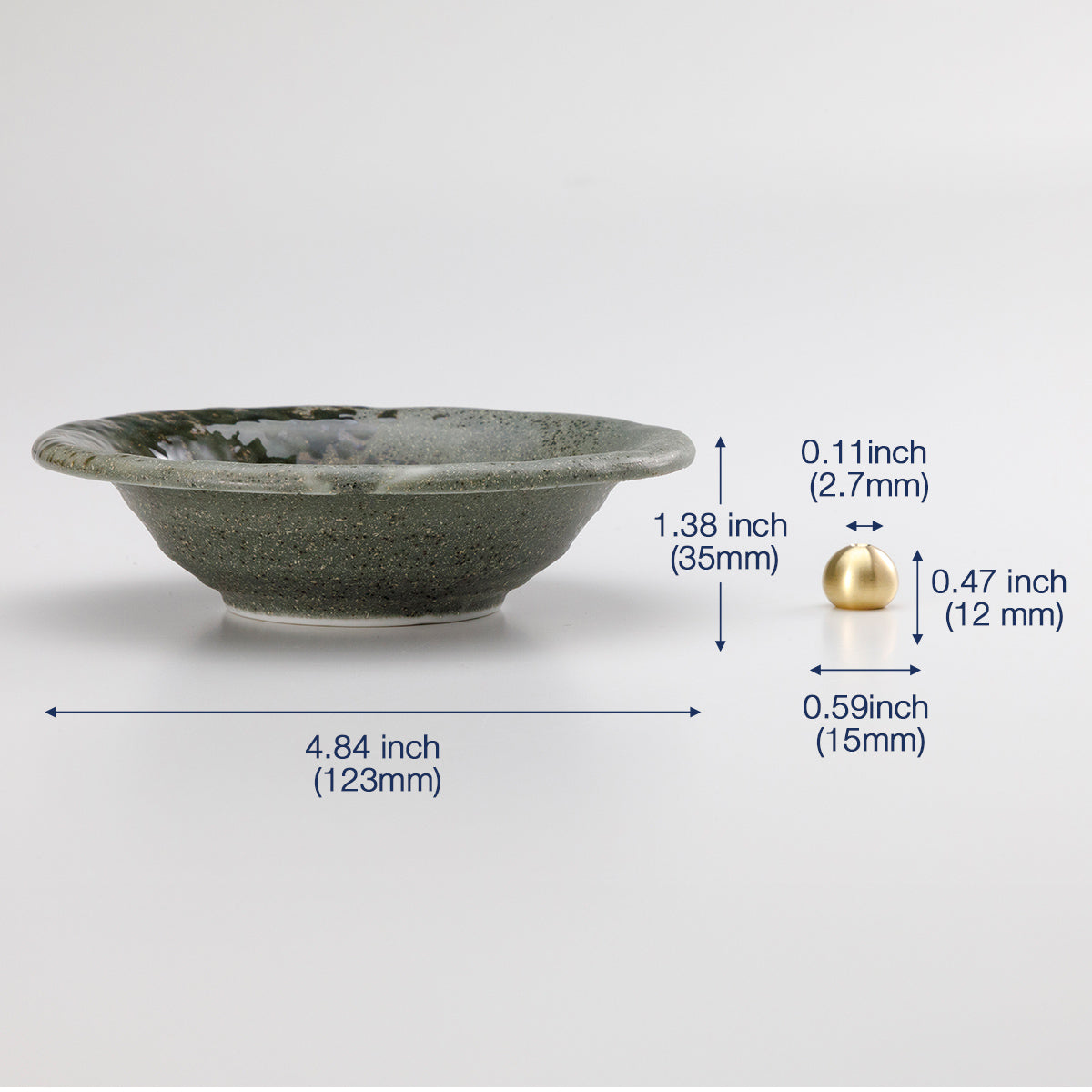 Tradtional Ceramic Insence Holder Plate and Brass Incense Burner Set - Green