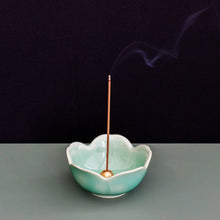 Load image into Gallery viewer, White sage and sandalwood incense sticks burning in an incense holder
