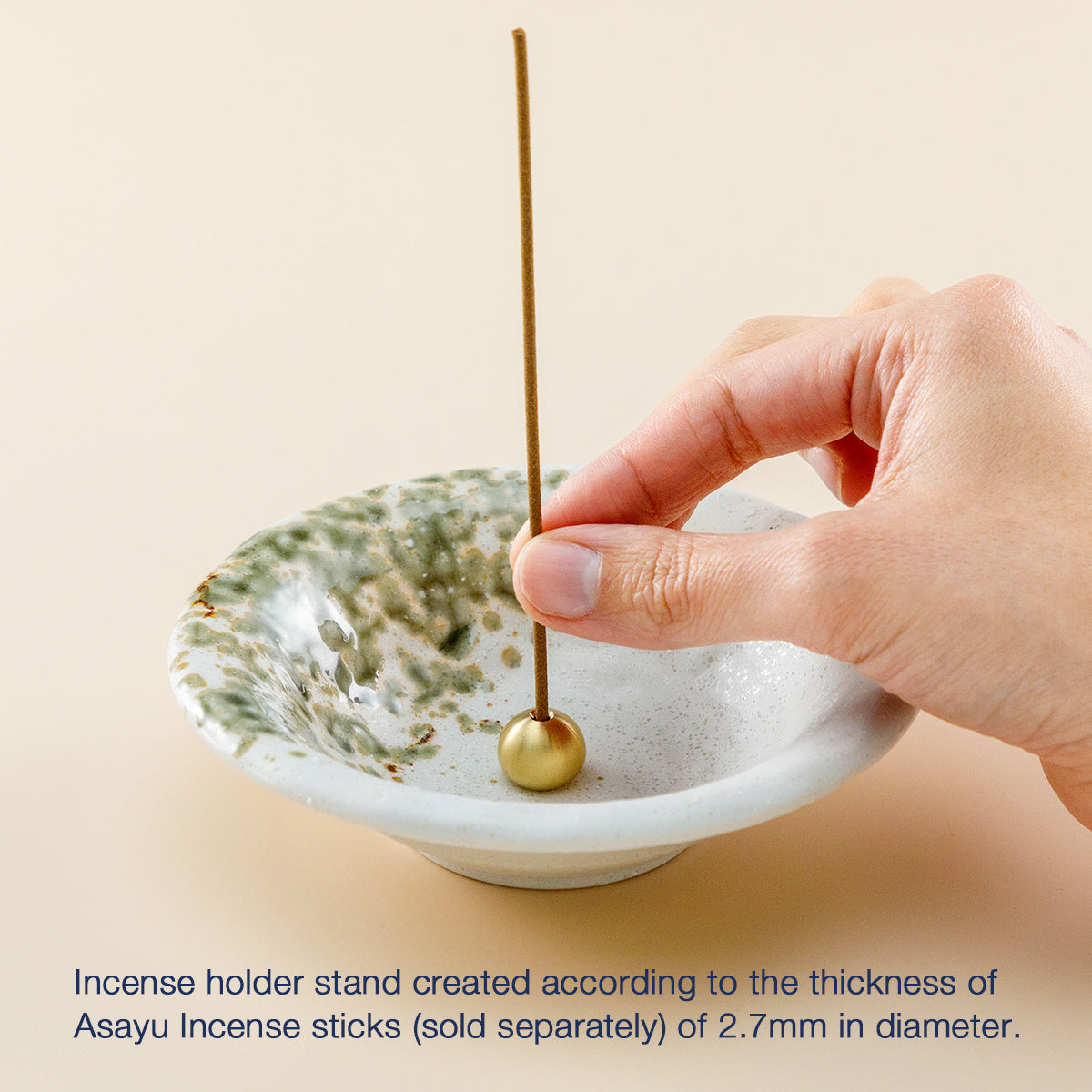 Tradtional Ceramic Insence Holder Plate and Brass Incense Burner Set - White