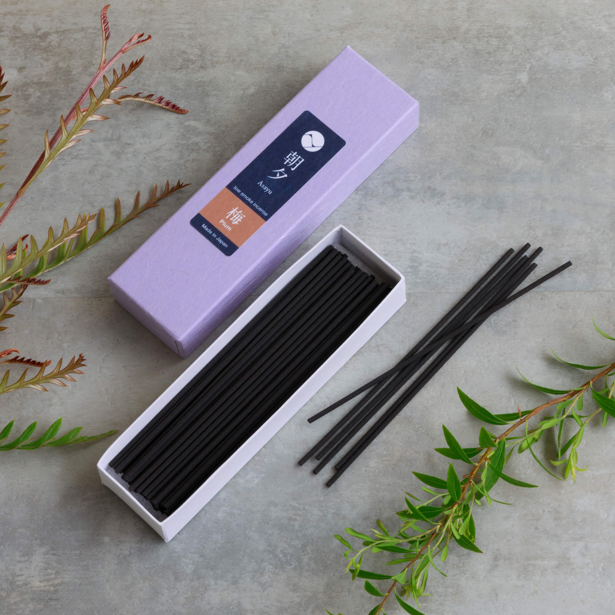 Bâtons d’Encens à la Fleur de Prunier Fumée Réduite Boîte de 20 g