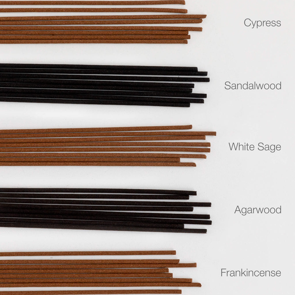 [ Free Shipping in continental US, CANADA, and UK ] Asayu Japan 100% Natural Incense Stick Assortment, Set of 5 Scents | 100% Made in Japan Incense Sampling Variety Pack | Sandalwood, Agarwood, Cypress, White Sage and Frankincense