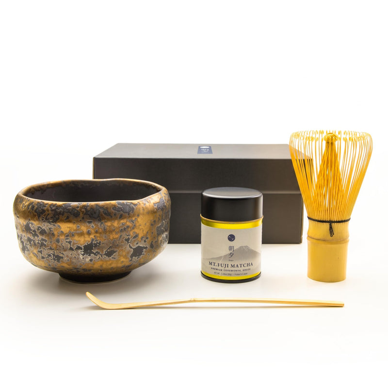 Matcha Ceremony Set Gold Tataki Mino ware bowl