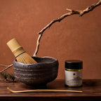 Matcha Ceremony Set 4 Pieces – Crystal Glaze Mino Ware Bowl, Bamboo Whisk & Scoop, Mt. Fuji Matcha 30g