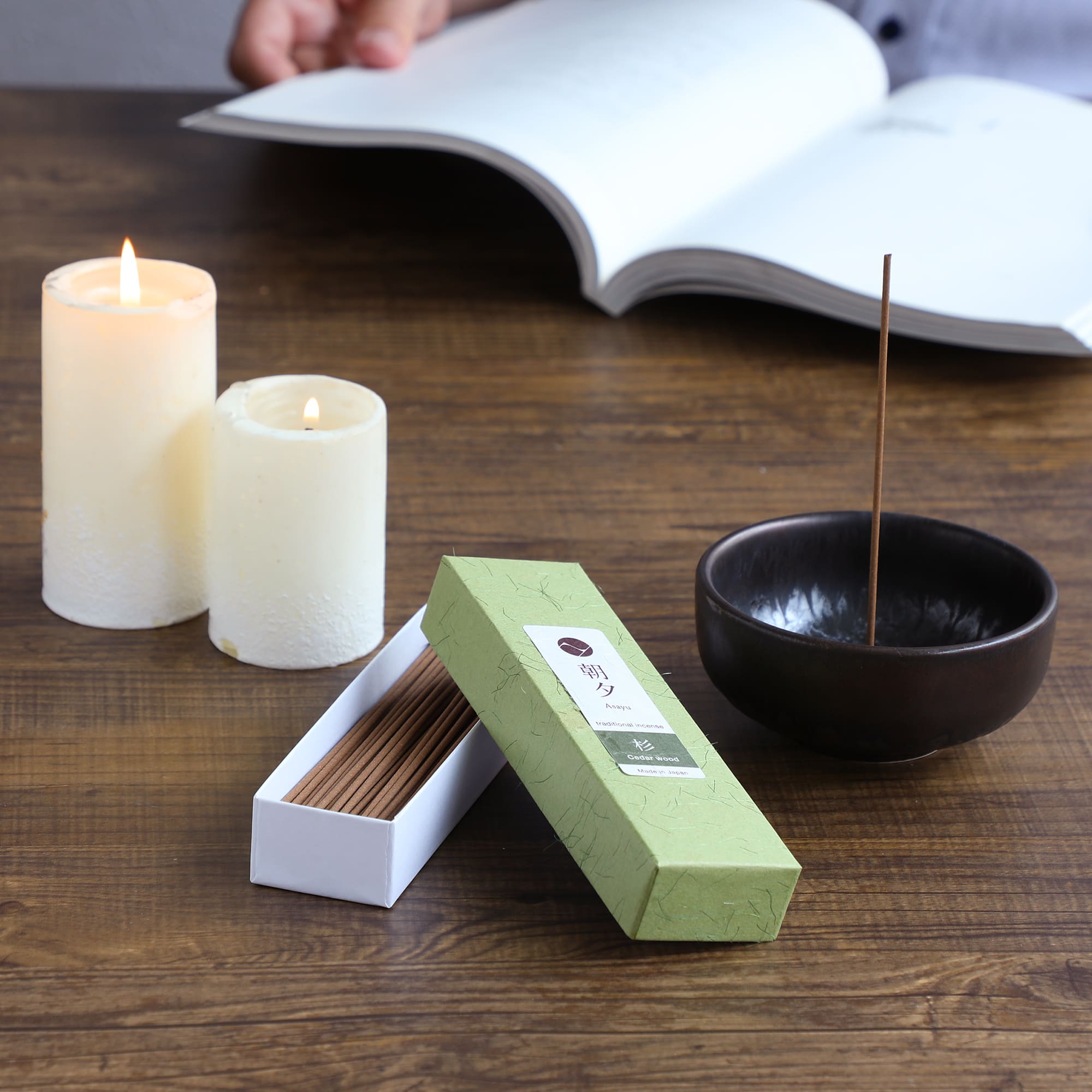 20g cedar incense stick zen holder and candles 
