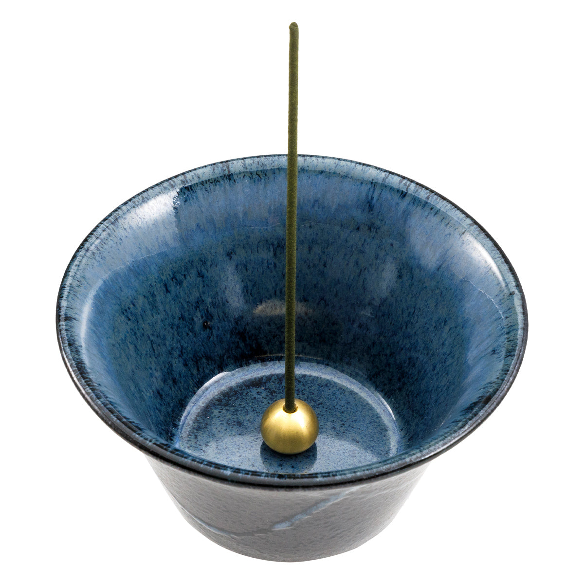 cone shaped blue and black incense holder