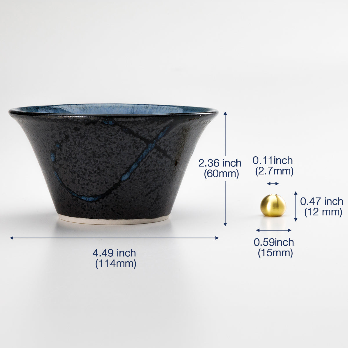 black and blue incense holder dimension data