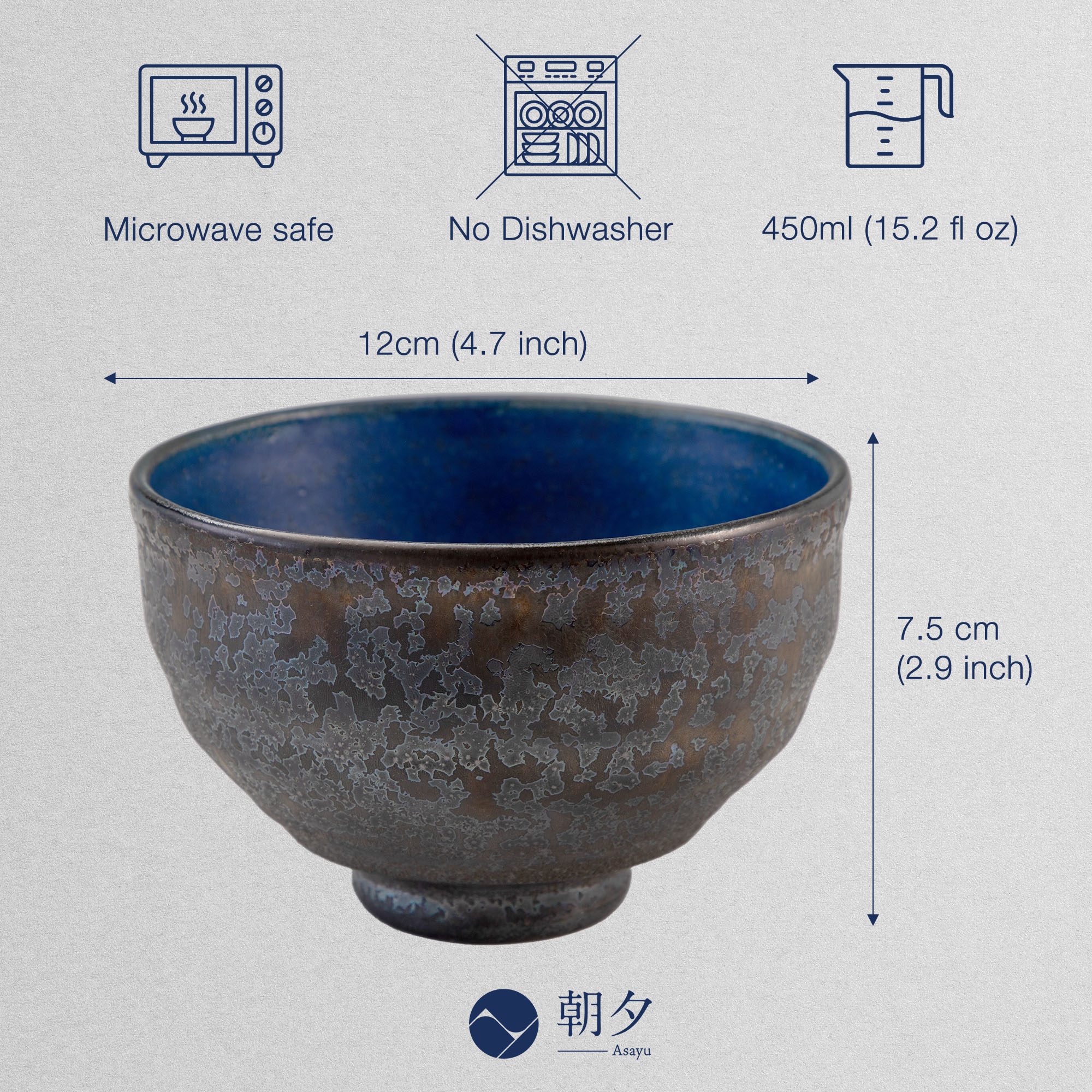 Kurogane Blue Matcha Bowl with Glaze