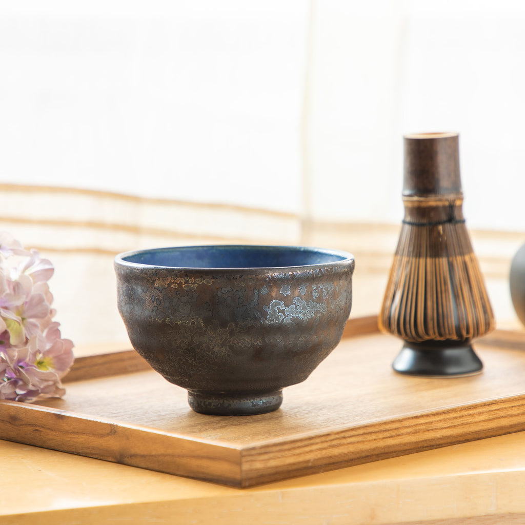 Kurogane Blue Matcha Bowl with Glaze