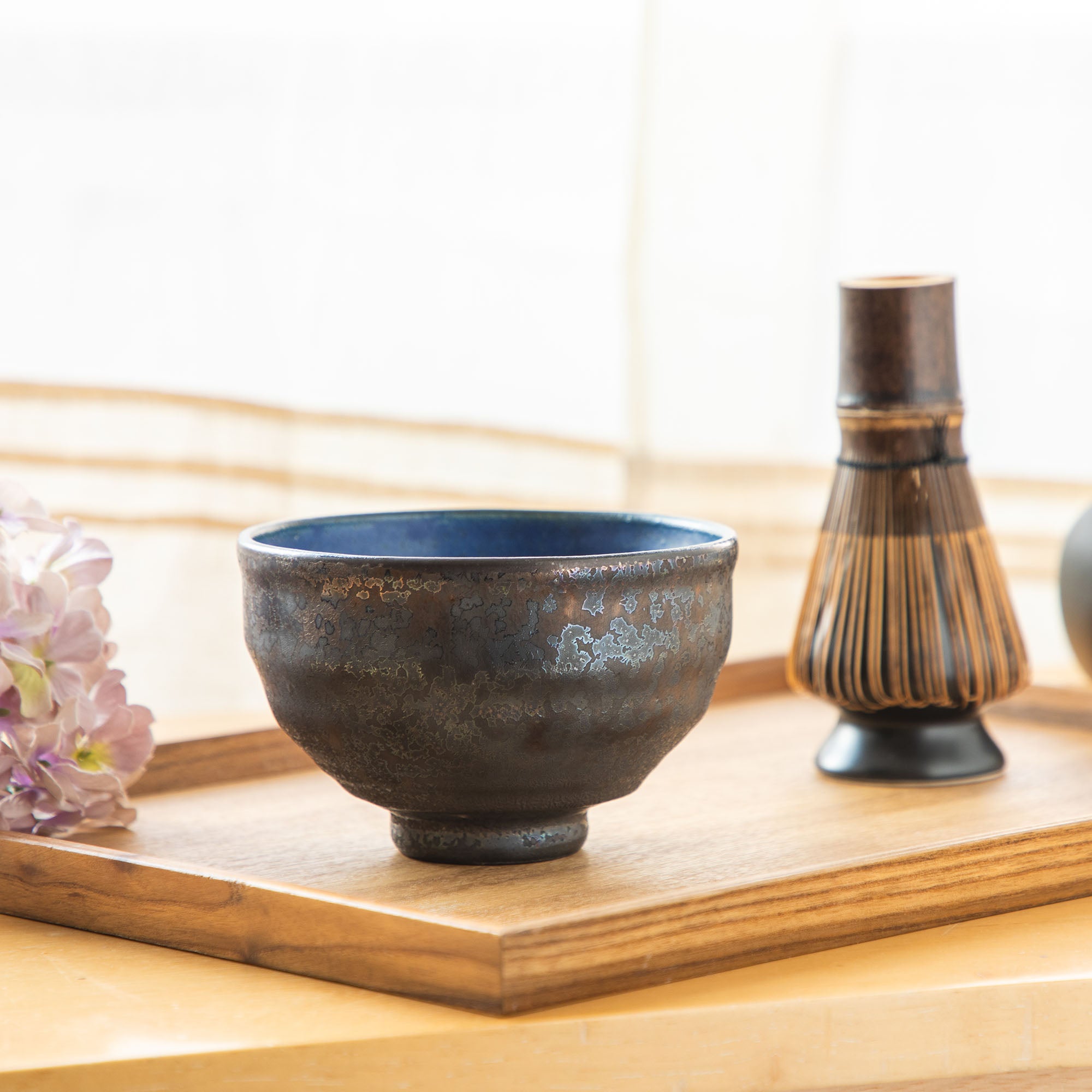 Kurogane Blue Matcha Bowl with Glaze