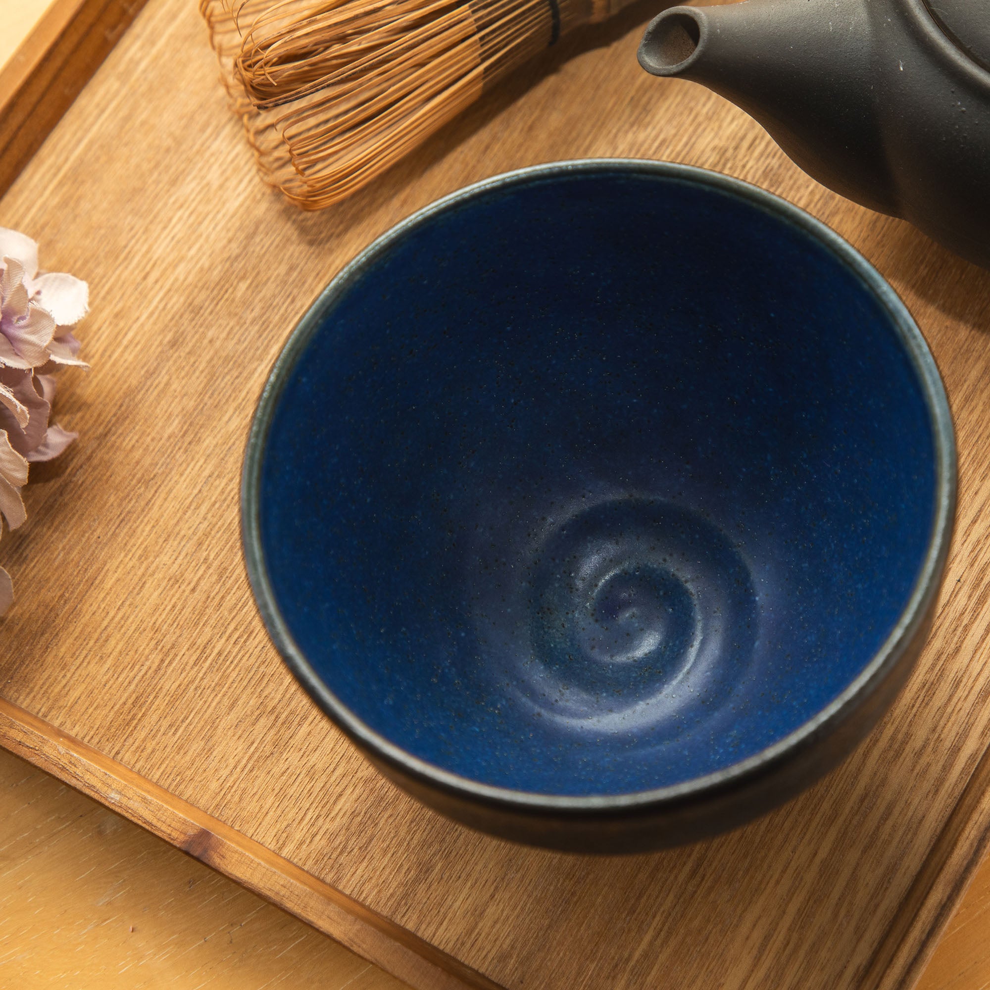 Kurogane Blue Matcha Bowl with Glaze