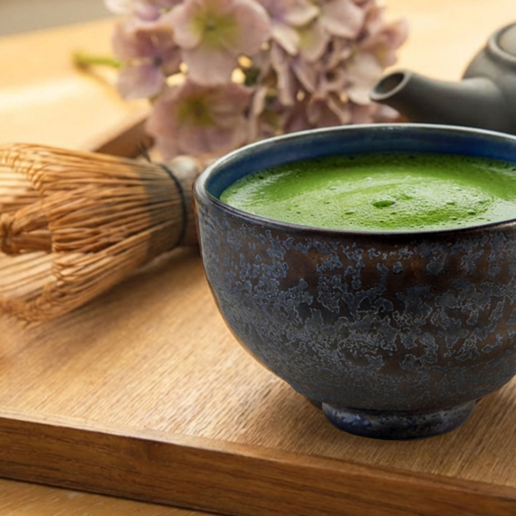 Kurogane Blue Matcha Bowl with Glaze