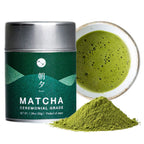 can of matcha with matcha powder