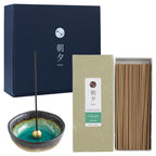 Gift set box with patchouli incense and aquamarine holder