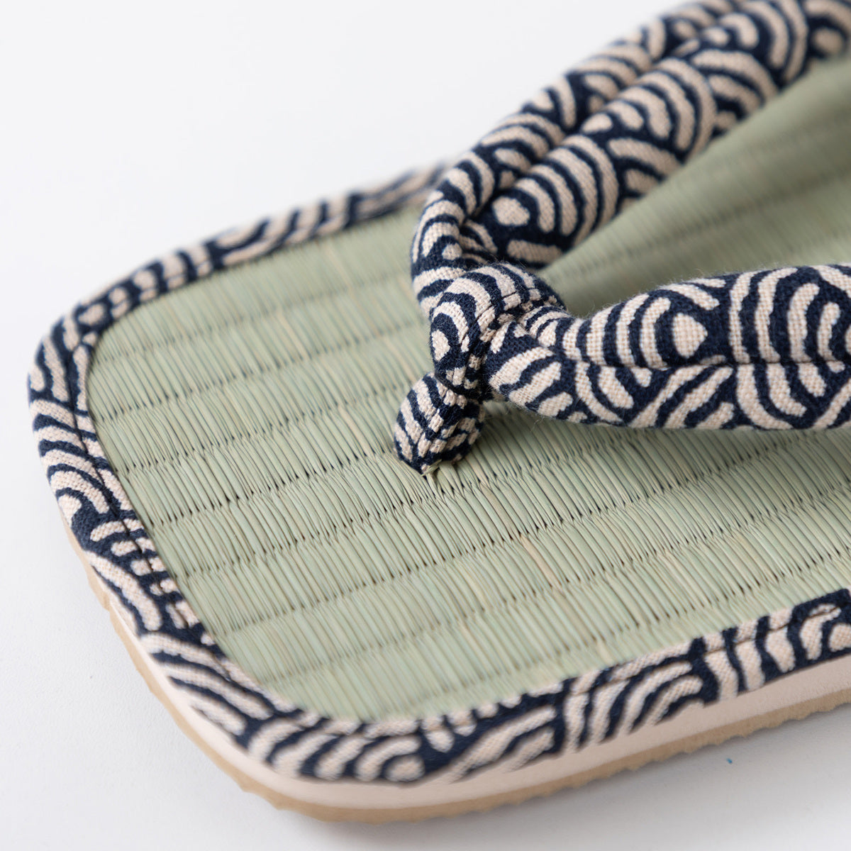 close up on the front of Seigaiha sandals