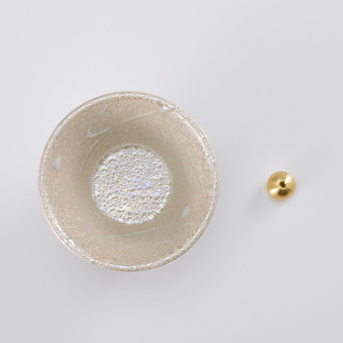 cone shape white incense holder with brass holder