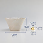 Cone shaped white incense holder with dimension data