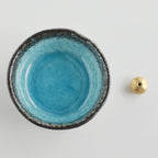 ceramic incense holder Ocean blue with brass holder