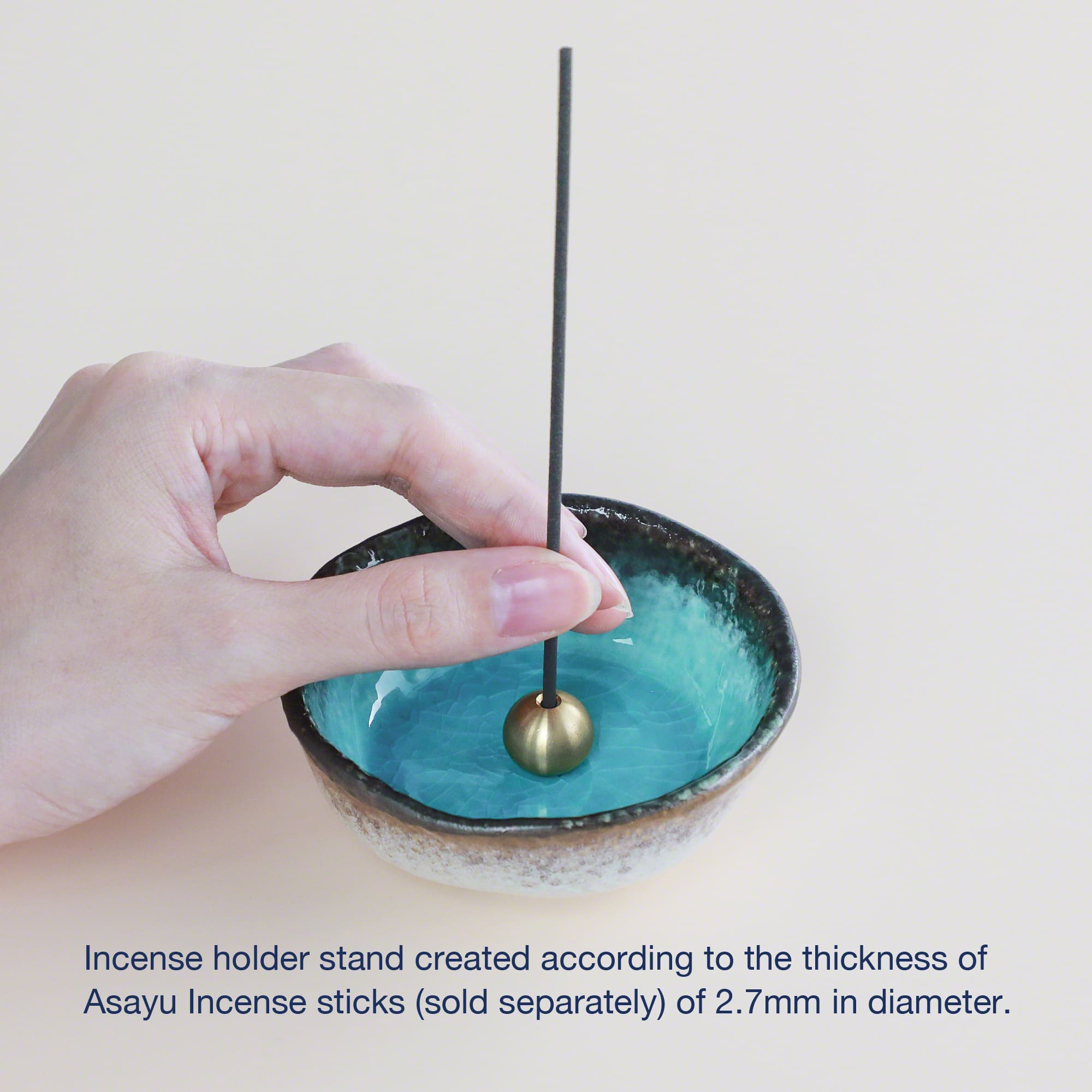 Small Nature Ocean Blue Incense Glazed Ceramic Holder || Asayu Japan