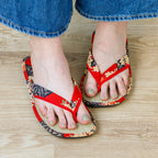 front view of feet wearing the sandals