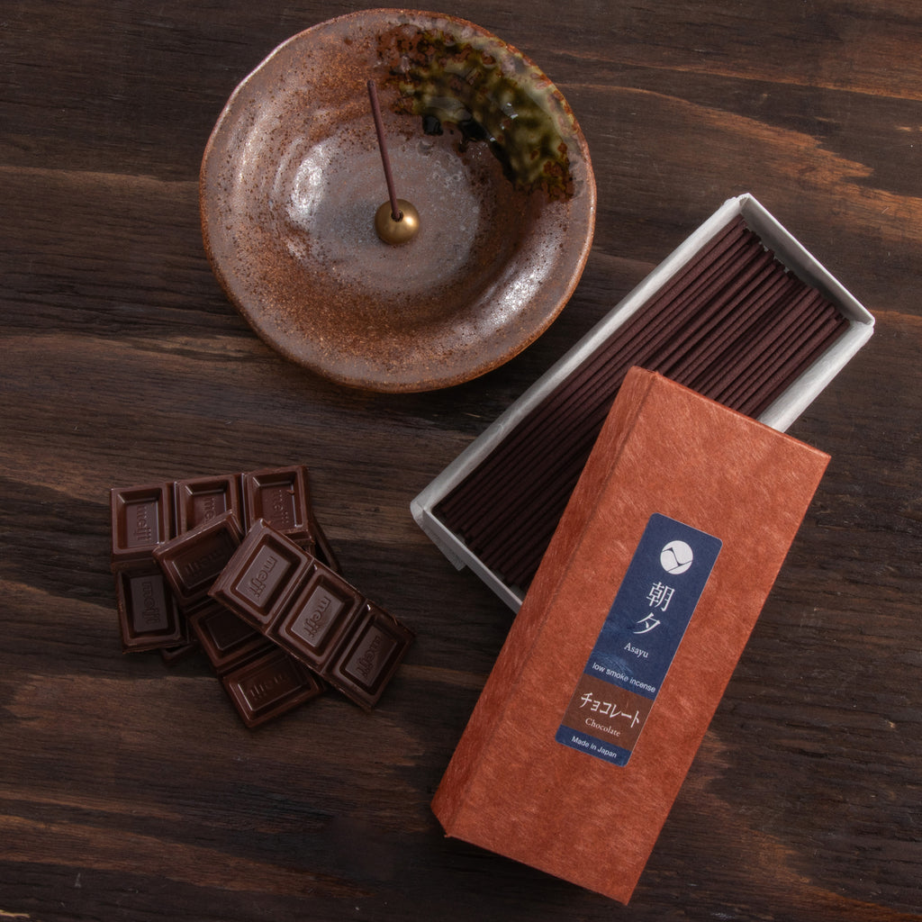 chocolat low smoke incense box 40g with chocolate and incense holder