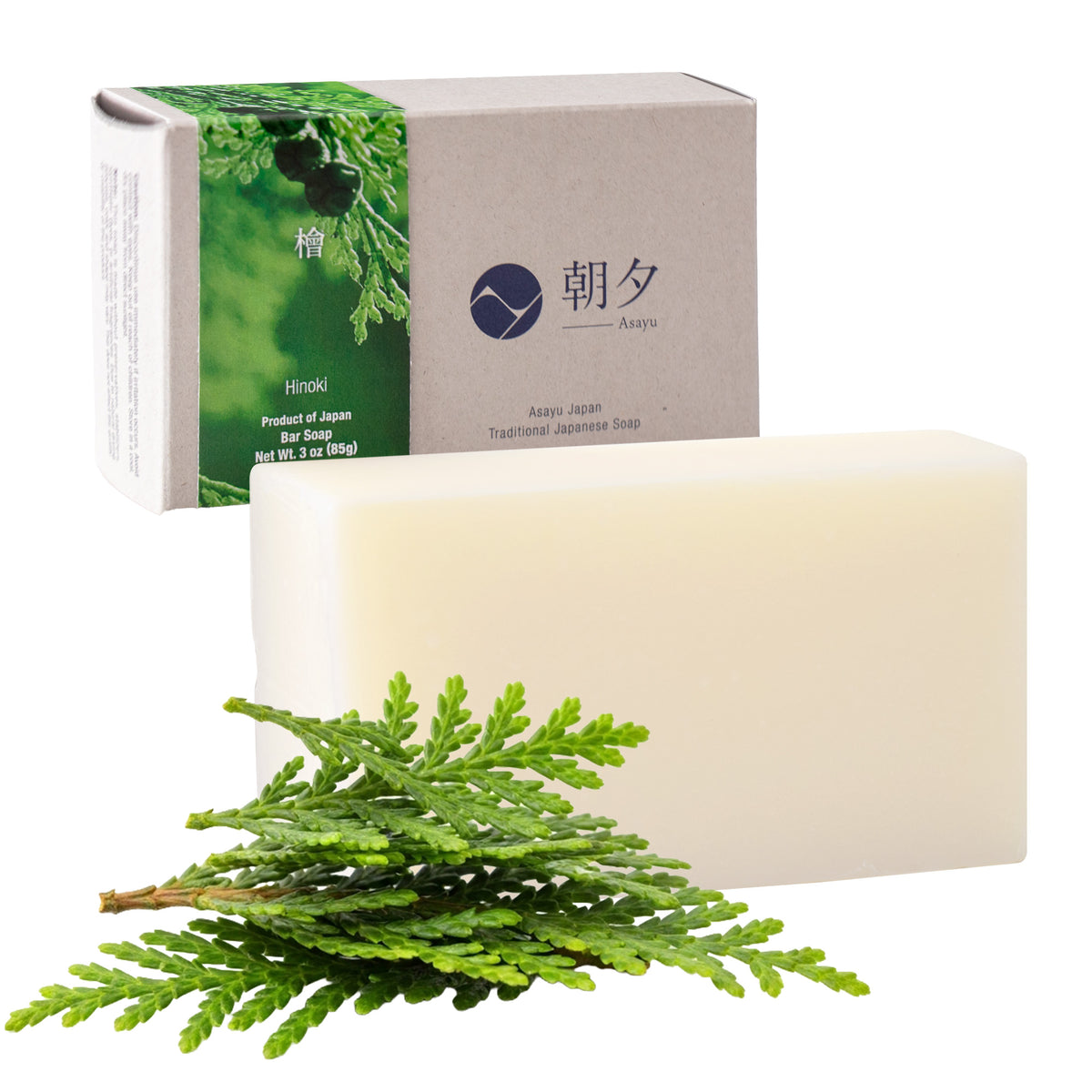 Natürliche Hinoki-Körperseife, 1 Stück, 85 g, kaltgerührt