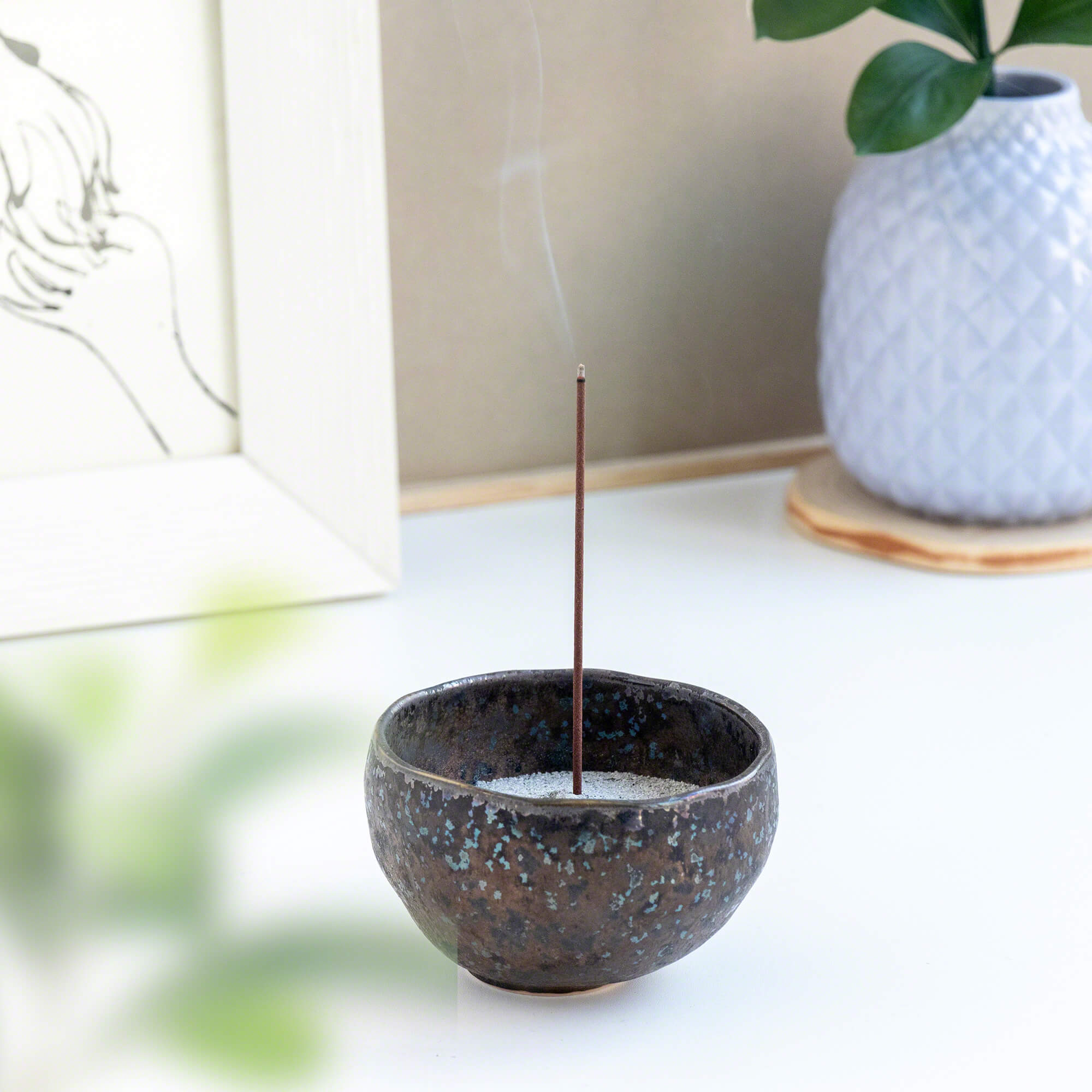Incense Bowl & Grey Ash Incense - 50g Made In Japan || Asayu Japan