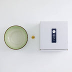 pastel green ceramic incense holder with brass holder and box