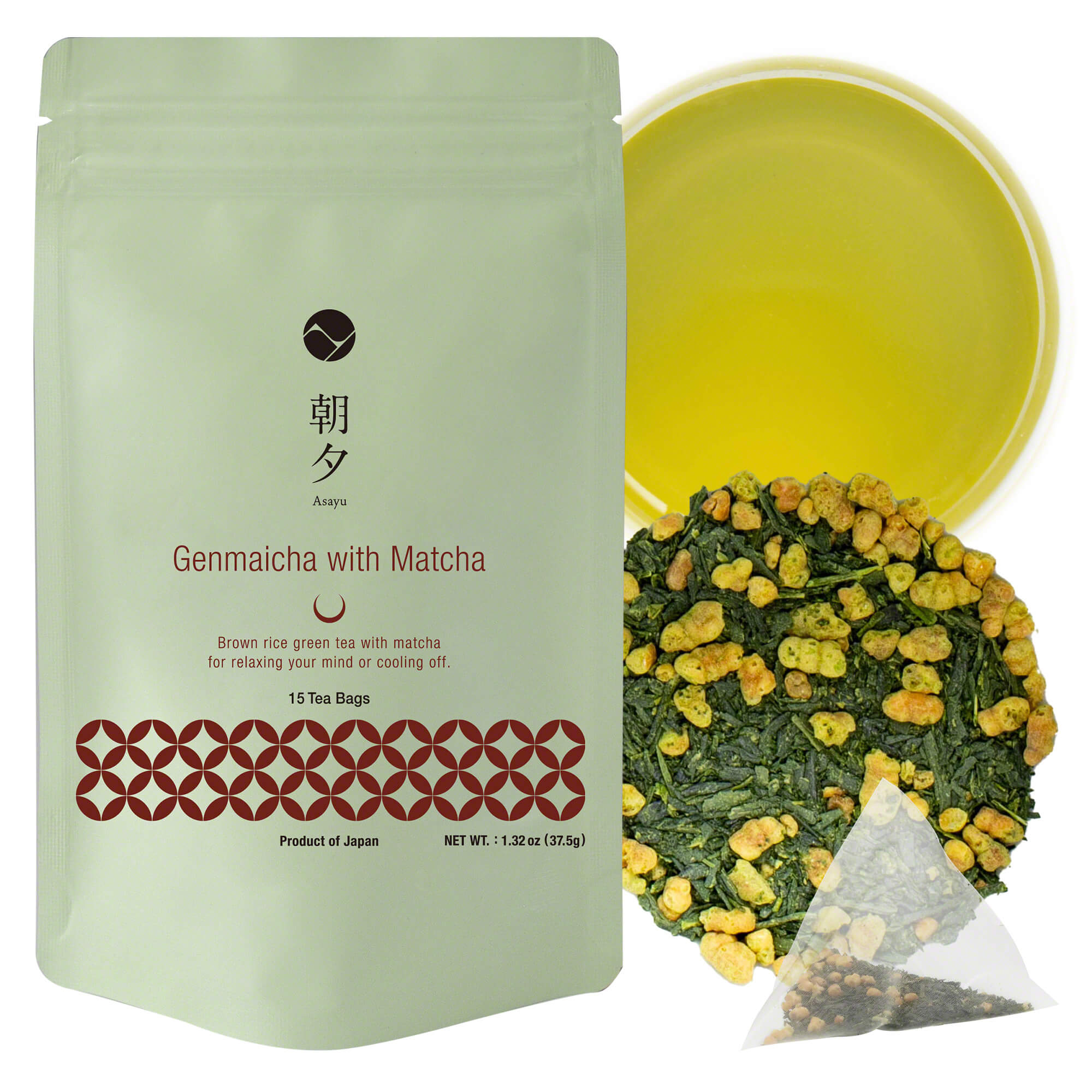 Asayu Genmaicha with match pouch tea bags