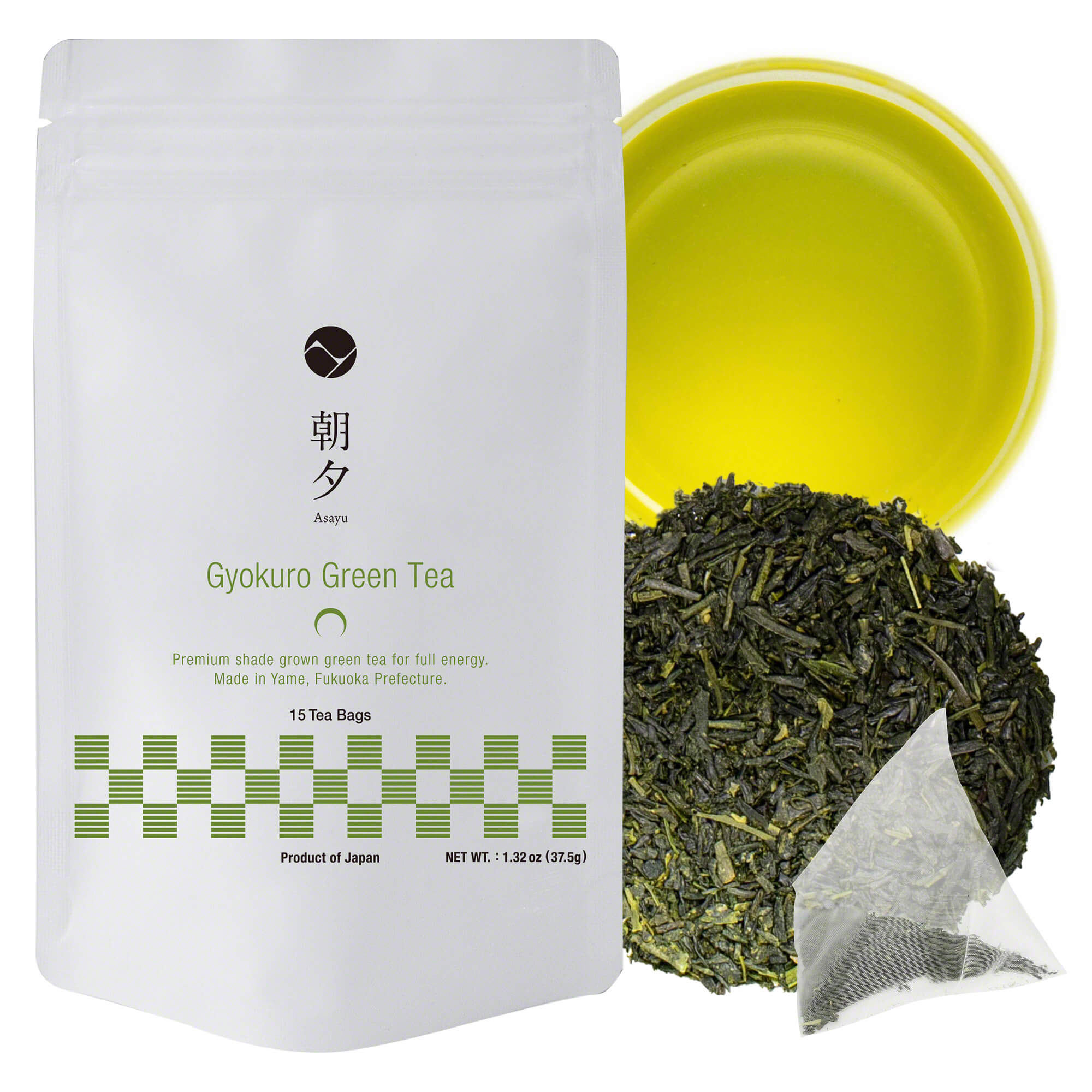 Pouch of asayu gyokuro tea bags